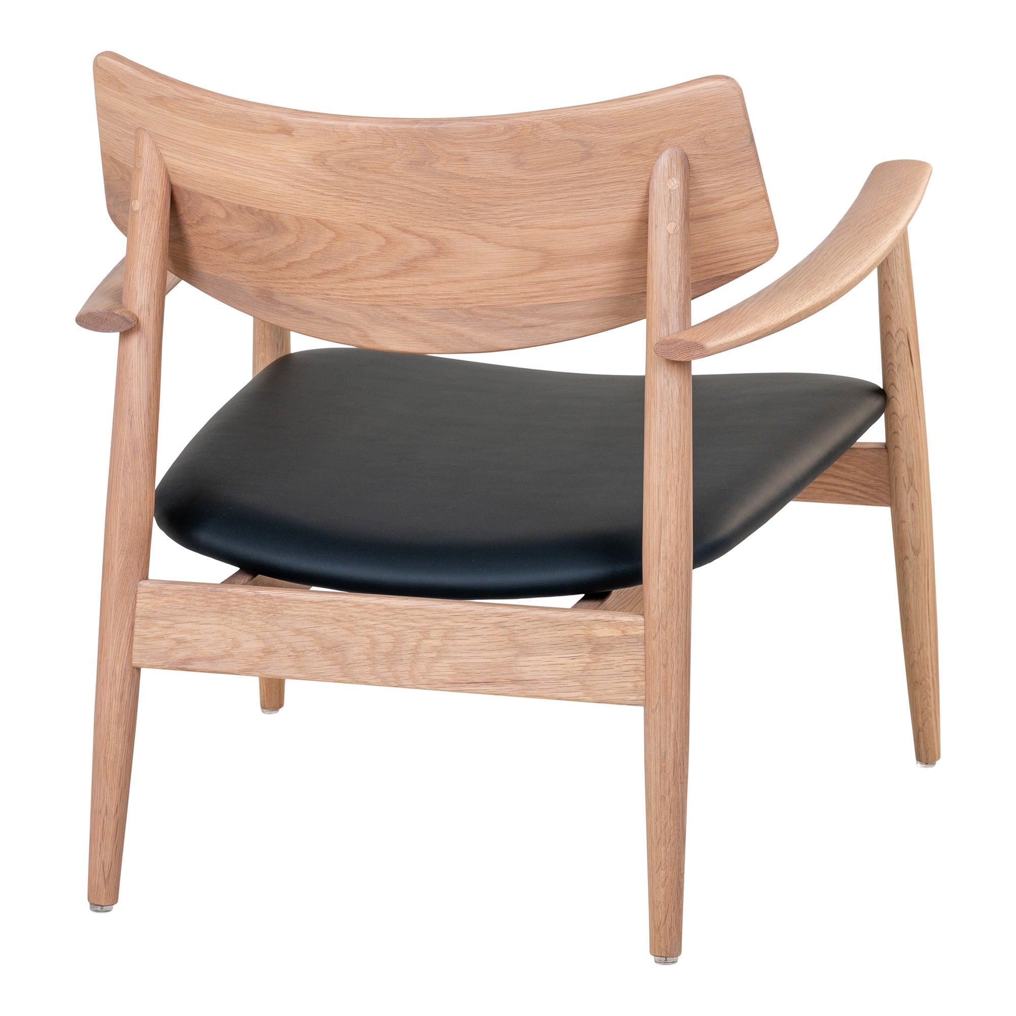 Olvera – Loungesessel aus Eiche mit PU-Sitzkissen, natur/schwarz, 69 × 69 × 72 cm